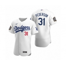 Men's Los Angeles Dodgers #31 Joc Pederson Nike White 2020 World Series Authentic Jersey