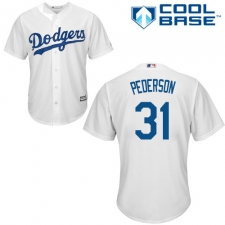 Men's Majestic Los Angeles Dodgers #31 Joc Pederson Replica White Home Cool Base MLB Jersey
