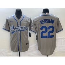 Men's Los Angeles Dodgers #22 Clayton Kershaw Grey Cool Base Stitched Baseball Jersey