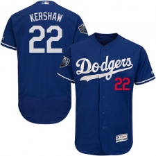 Men's Majestic Los Angeles Dodgers #22 Clayton Kershaw Royal Blue Flexbase Authentic Collection 2018 World Series MLB Jersey
