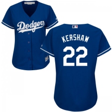 Women's Majestic Los Angeles Dodgers #22 Clayton Kershaw Authentic Royal Blue Alternate Cool Base MLB Jersey