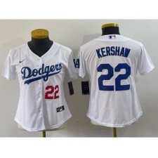 Youth Nike Los Angeles Dodgers #22 Clayton Kershaw Number White Stitched MLB Cool Base Nike Jersey