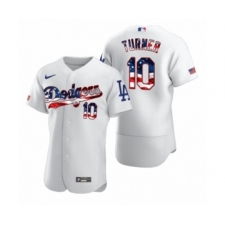 Men's Justin Turner #10 Los Angeles Dodgers White 2020 Stars & Stripes 4th of July Jersey