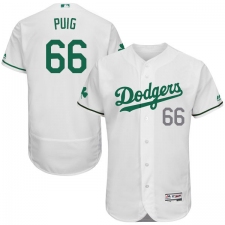 Men's Majestic Los Angeles Dodgers #66 Yasiel Puig White Celtic Flexbase Authentic Collection MLB Jersey