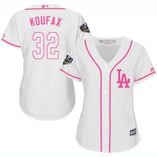 Women's Majestic Los Angeles Dodgers #32 Sandy Koufax Authentic White Fashion Cool Base 2018 World Series MLB Jersey