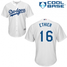 Youth Majestic Los Angeles Dodgers #16 Andre Ethier Authentic White Home Cool Base MLB Jersey