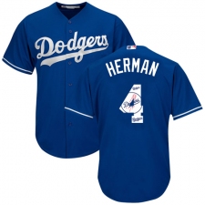 Men's Majestic Los Angeles Dodgers #4 Babe Herman Authentic Royal Blue Team Logo Fashion Cool Base MLB Jersey