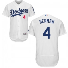 Men's Majestic Los Angeles Dodgers #4 Babe Herman White Home Flex Base Authentic Collection MLB Jersey