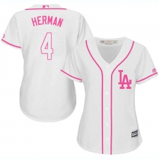 Women's Majestic Los Angeles Dodgers #4 Babe Herman Authentic White Fashion Cool Base MLB Jersey