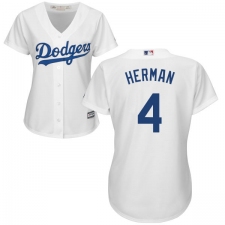 Women's Majestic Los Angeles Dodgers #4 Babe Herman Authentic White Home Cool Base MLB Jersey