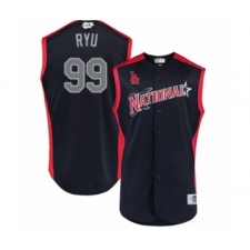 Youth Los Angeles Dodgers #99 Hyun-Jin Ryu Authentic Navy Blue National League 2019 Baseball All-Star Jersey
