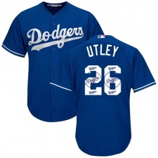 Men's Majestic Los Angeles Dodgers #26 Chase Utley Authentic Royal Blue Team Logo Fashion Cool Base MLB Jersey