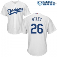 Youth Majestic Los Angeles Dodgers #26 Chase Utley Replica White Home Cool Base MLB Jersey