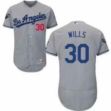 Men's Majestic Los Angeles Dodgers #30 Maury Wills Grey Road Flex Base Authentic Collection 2018 World Series MLB Jersey