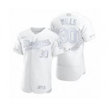 Men's Maury Wills #30 Los Angeles Dodgers White Awards Collection NL MVP Jersey