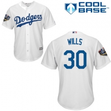 Youth Majestic Los Angeles Dodgers #30 Maury Wills Authentic White Home Cool Base 2018 World Series MLB Jersey