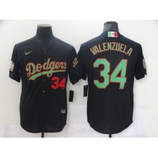 Men's Nike Los Angeles Dodgers #34 Fernando Valenzuela Black-Green 2020 World Series Jersey