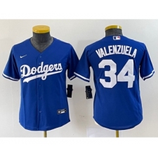 Youth Nike Los Angeles Dodgers #34 Fernando Valenzuela Blue Stitched Cool Base Jersey