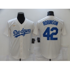 Men's Los Angeles Dodgers #42 Jackie Robinson Cream Nike Game Throwback Jersey