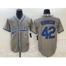 Men's Los Angeles Dodgers #42 Jackie Robinson Grey Cool Base Stitched Baseball Jersey