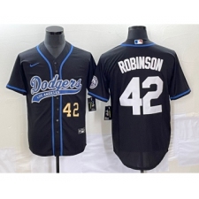 Men's Los Angeles Dodgers #42 Jackie Robinson Number Black Cool Base Stitched Baseball Jersey