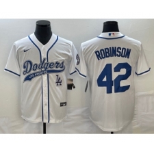 Men's Los Angeles Dodgers #42 Jackie Robinson White Cool Base Stitched Baseball Jersey1