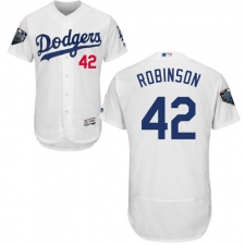 Men's Majestic Los Angeles Dodgers #42 Jackie Robinson White Home Flex Base Authentic Collection 2018 World Series MLB Jersey