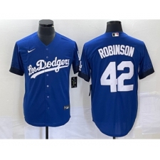 Men's Nike Los Angeles Dodgers #42 Jackie Robinson Blue 2021 City Connect Cool Base Stitched Jersey