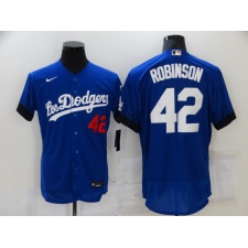 Men's Nike Los Angeles Dodgers #42 Jackie Robinson Blue Elite City Player Jersey