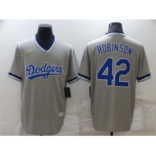 Men's Nike Los Angeles Dodgers #42 Jackie Robinson Gray Throwback Jersey