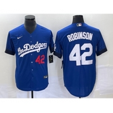 Men's Nike Los Angeles Dodgers #42 Jackie Robinson Number Blue 2021 City Connect Cool Base Stitched Jersey