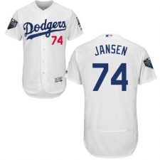 Men's Majestic Los Angeles Dodgers #74 Kenley Jansen White Home Flex Base Authentic Collection 2018 World Series MLB Jersey