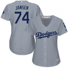 Women's Majestic Los Angeles Dodgers #74 Kenley Jansen Replica Grey Road Cool Base MLB Jersey