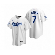 Men's Los Angeles Dodgers #7 Julio Urias White 2020 World Series Champions Replica Jersey