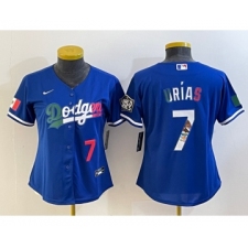 Women's Los Angeles Dodgers #7 Julio Urias Blue 2020 World Series Cool Base Nike Jersey2
