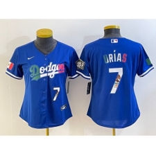 Women's Los Angeles Dodgers #7 Julio Urias Blue 2020 World Series Cool Base Nike Jersey6