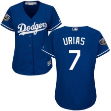 Women's Majestic Los Angeles Dodgers #7 Julio Urias Authentic Royal Blue Alternate Cool Base 2018 World Series MLB Jersey