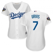 Women's Majestic Los Angeles Dodgers #7 Julio Urias Authentic White Home Cool Base 2018 World Series MLB Jersey