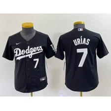 Youth Los Angeles Dodgers #7 Julio Urias Number Black Turn Back The Clock Stitched Cool Base Jersey