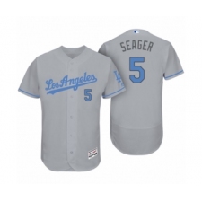 Men's Los Angeles Dodgers #5 Corey Seager Gray 2017 Fathers Day Flex Base Jersey