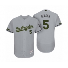 Men's Los Angeles Dodgers #5 Corey Seager Gray 2017 Memorial Day Collection Flex Base Jersey