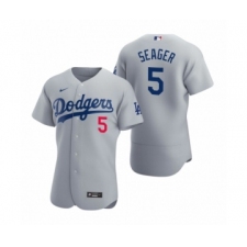 Men's Los Angeles Dodgers #5 Corey Seager Nike Gray Authentic 2020 Alternate Jersey
