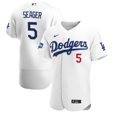 Men's Los Angeles Dodgers #5 Corey Seager Nike Royal 2020 World Series Champions Patch Alternate Replica Jersey