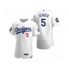 Men's Los Angeles Dodgers #5 Corey Seager Nike White 2020 World Series Authentic Jersey