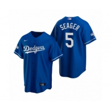Men's Los Angeles Dodgers #5 Corey Seager Royal 2020 World Series Champions MVP Replica Jersey