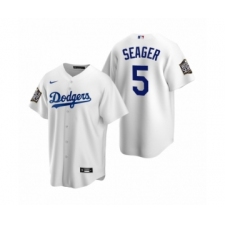 Men's Los Angeles Dodgers #5 Corey Seager White 2020 World Series Replica Jersey
