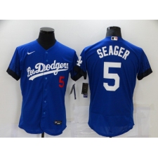 Men's Nike Los Angeles Dodgers #5 Corey Seager Blue Elite City Player Jersey