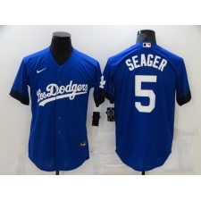 Men's Nike Los Angeles Dodgers #5 Corey Seager Blue Game City Player Jersey
