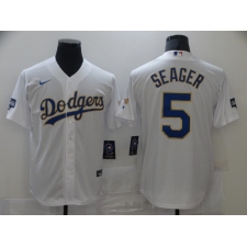 Men's Nike Los Angeles Dodgers #5 Corey Seager White Game Champions Jersey