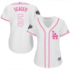 Women's Majestic Los Angeles Dodgers #5 Corey Seager Authentic White Fashion Cool Base 2018 World Series MLB Jersey
